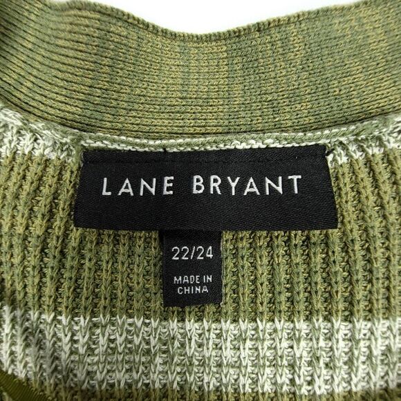 NEW Lane Bryant Short Sleeve Shrug Open Front Cardigan Olive Stripe Womens 22 24 - Picture 2 of 5